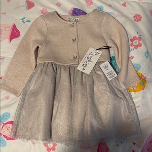 Pippa & Julie Shimmery Champagne and Silver Tulle Dress